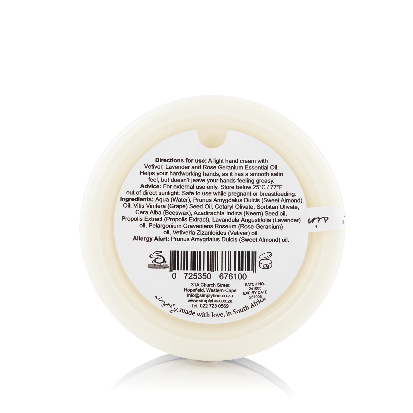 Hand cream with rose, lavender and vetiver 125ml