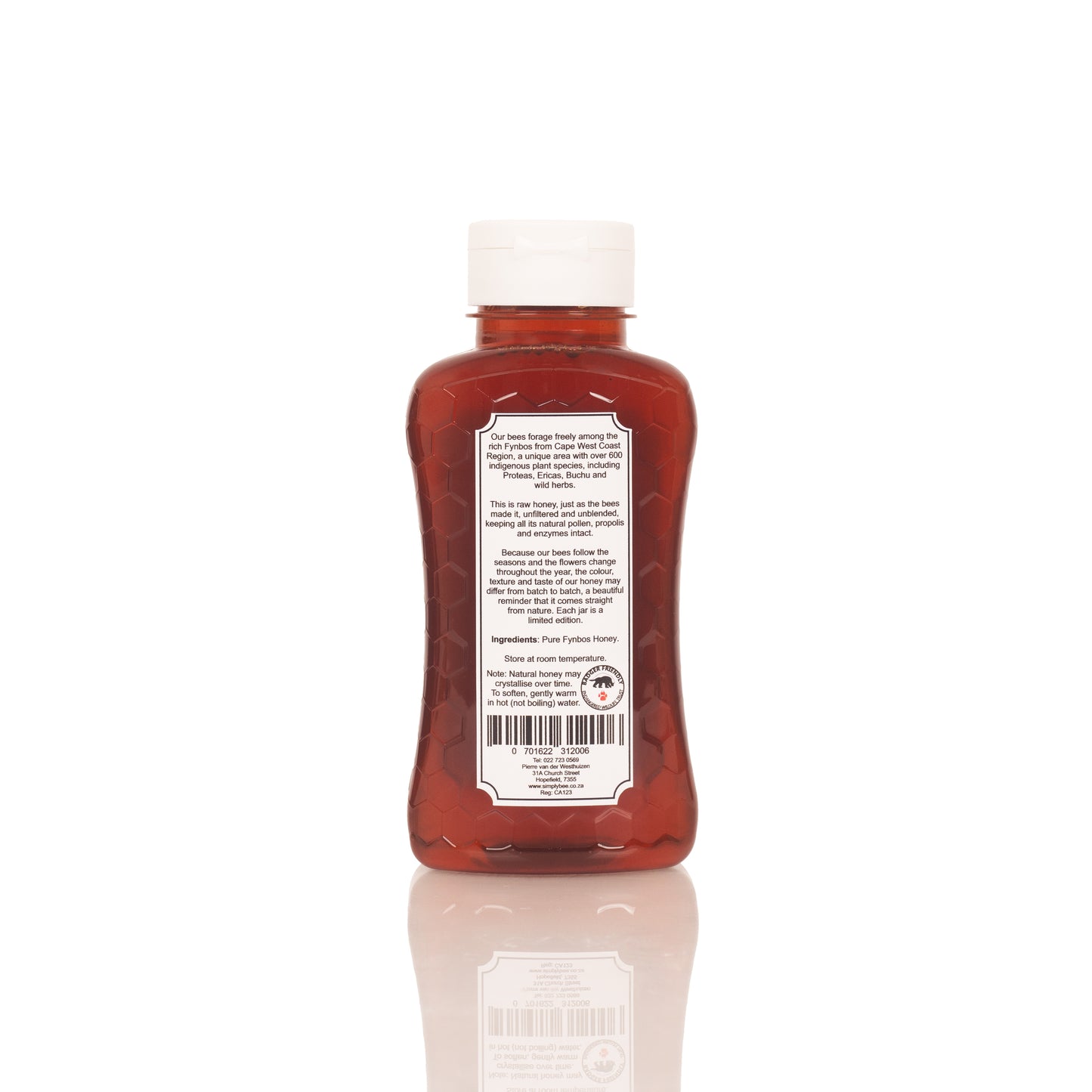 Pure fynbos honey squeeze bottle 500g