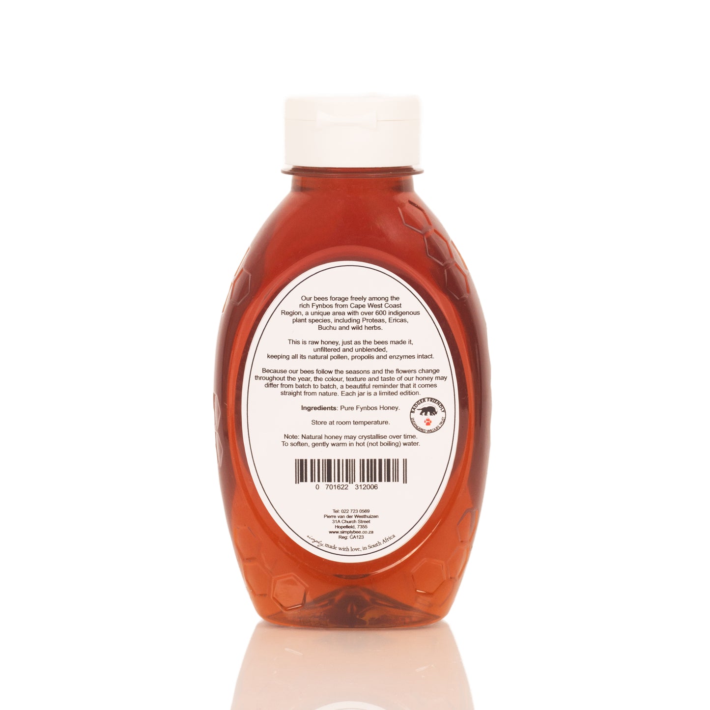 Pure fynbos honey squeeze bottle 500g