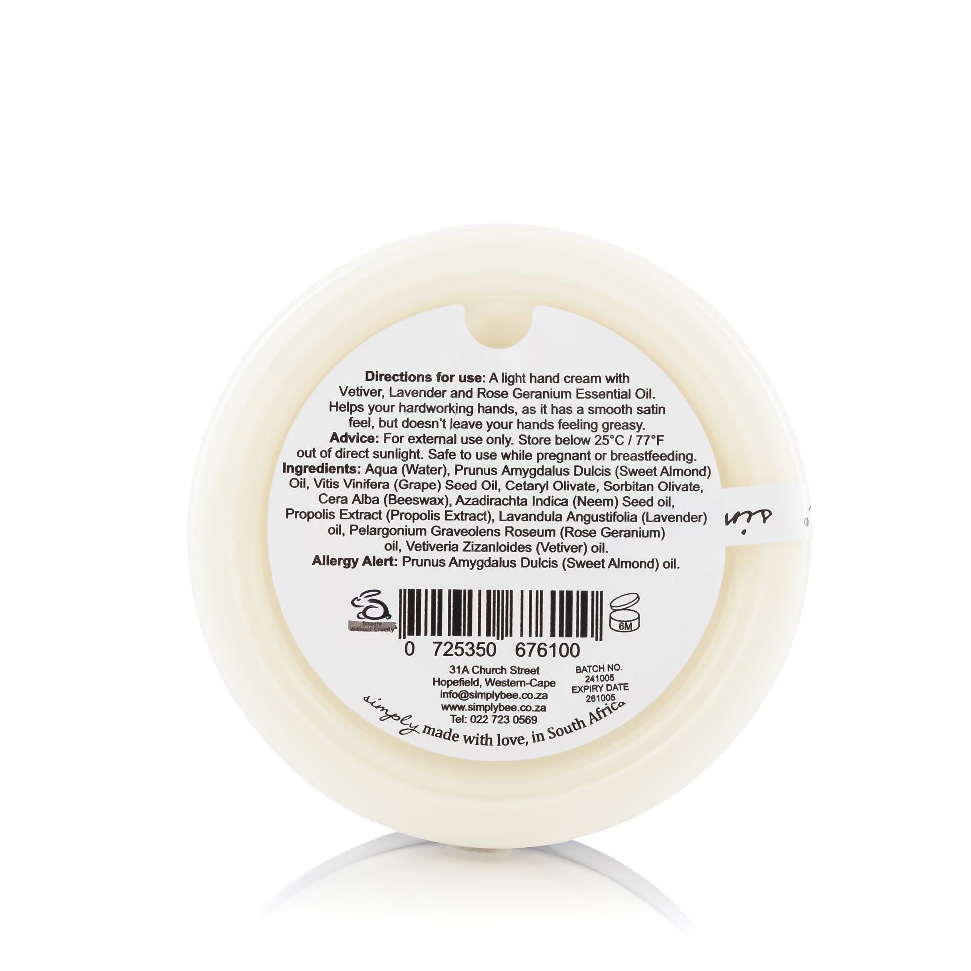 Hand cream with rose, lavender and vetiver 125ml